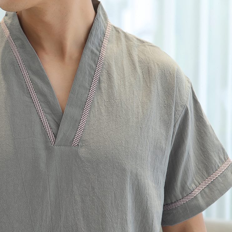 洗浴中心疗新款纯棉汗蒸服男浴衣女款足大码套装按摩睡衣家居服