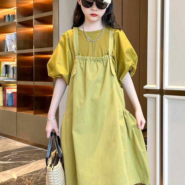 套装2024新款女小女孩儿童背带裙女童夏季连衣裙夏天大童夏装裙子