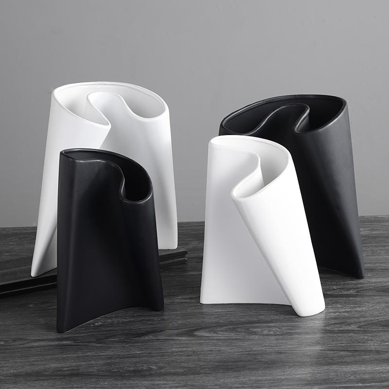 简约现代奢极不规则陶瓷摆件轻桌面简家居样板间艺术花插花AEA瓶