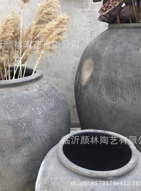 土缸陶陶罐黑色大缸新翁水缸软装民品花盆水陆缸俗LSM装饰
