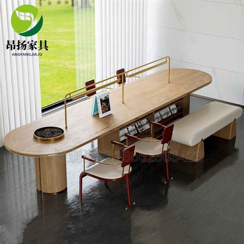 售楼处休闲区阅读书桌书店咖啡厅C图书馆阅览桌酒店大堂会议大板