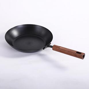 新款锅无品牌/炒菜锅用第家三无涂层代精铁不粘锅铁渗氮防锈铁锅