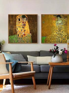 吻与艺WUX拥抱克里姆特画装饰画文抽象客厅小酒店玄关画油众装饰
