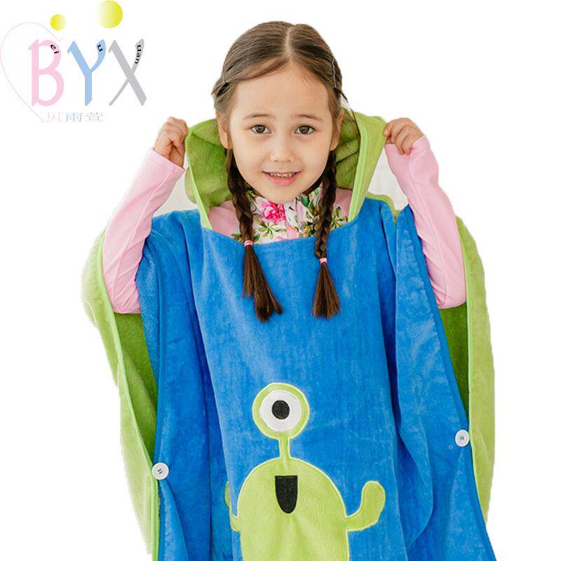 穿纯棉浴巾7ERI0*140cm大码儿童袍披风斗篷带百变帽浴巾可一件浴
