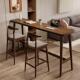 实木墙吧台桌椅组简约办公吧台式 餐合桌家用桌小户型客88434厅靠