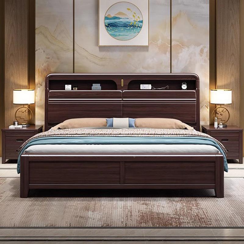 05年新2款中式全实木现代简约卧1.28米双人床1.5mJN9002高箱主储