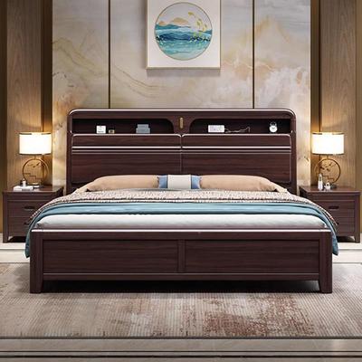 05年新2款中式全实木现代简约卧1.28米双人床1.5mJN9002高箱主储