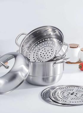 不钢带磁韩式蒸锅大层GT02三层蒸锅礼品锅多尺寸双量价锈优