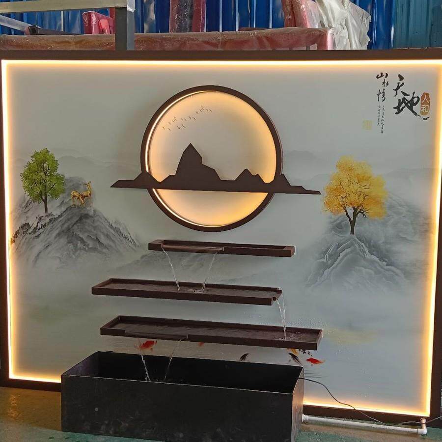 流水影壁铝CUI墙户外庭院合金公室玄关装饰办中新式屏风隔断背景