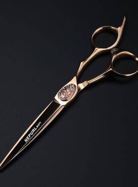 LH-21玫瑰金色6.0YBP寸44异0C形美发剪刀理发剪平剪刘海剪G发型师