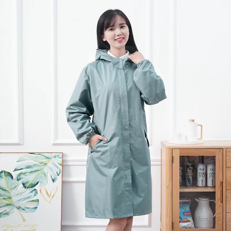 韩版时尚拉链风衣式成人罩衣女士长袖防泼水厨房围裙带帽工作服男