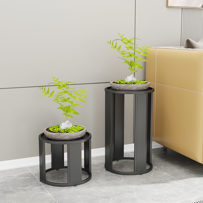 客厅高档落地式铁艺花盆架 鱼缸架 地面单层花架带轮可移动置物架