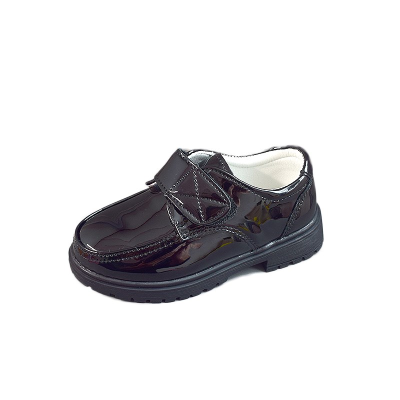 男童黑皮鞋黑色礼仪鞋英伦风男孩演出秋冬儿童加绒小皮鞋学生花童