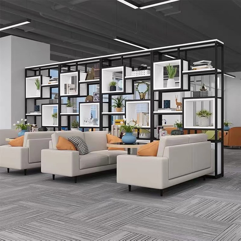 办公室屏风展示柜铁艺花架装饰架客厅落地玄关展示书架隔断置物架