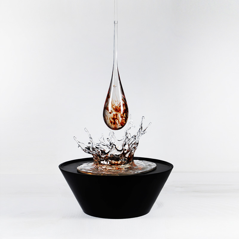 大型水滴吊饰透明浪花摆件售楼处酒店喷泉造景流水波纹玻璃钢雕塑