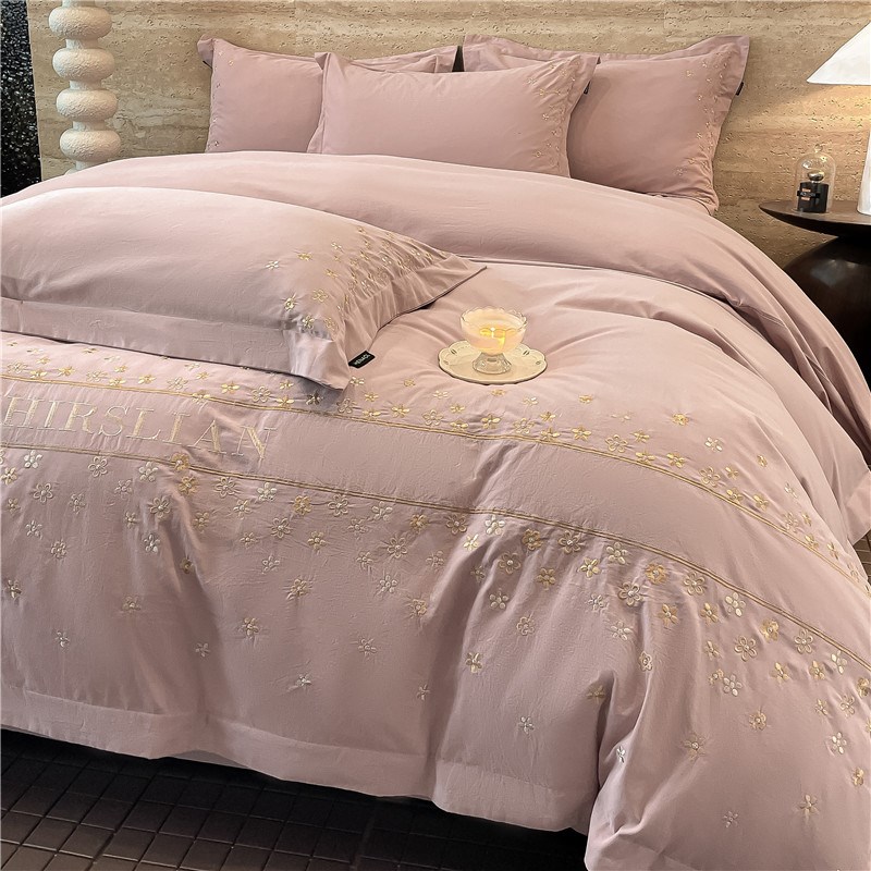 秋冬A类200支磨毛四件套长绒棉全棉加厚被套床单保暖床上用品