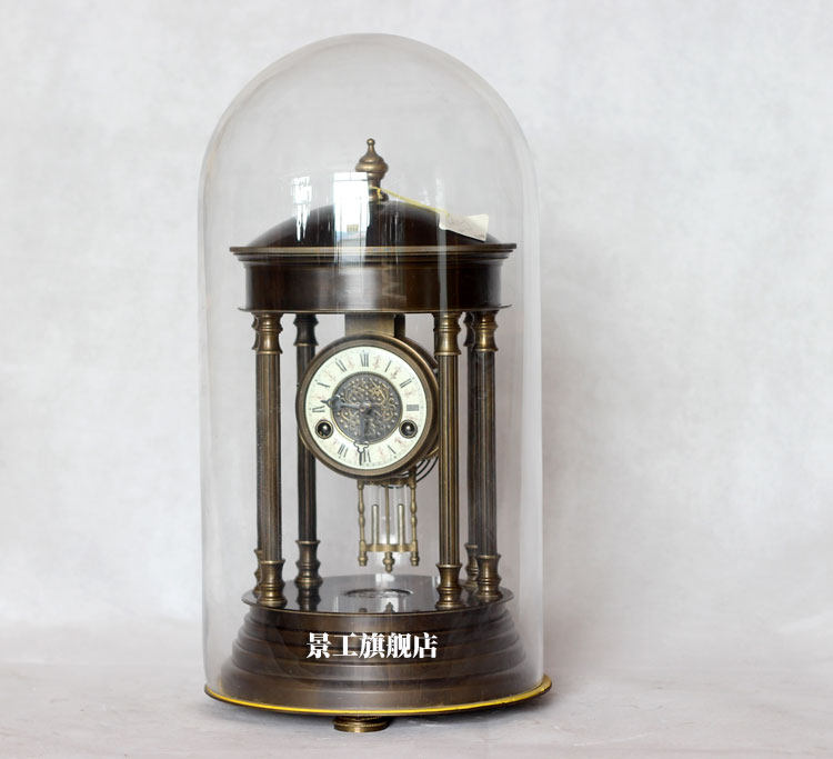 仿古座钟 欧式机械座钟 摆设饰品 软装工艺纯铜园亭素铜钟530mm,家居饰品,座钟,淘宝优惠券,粉丝福利购,淘宝优惠卷