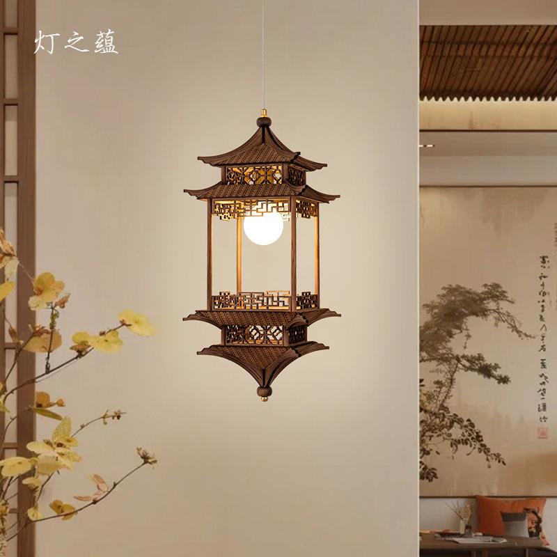 新中式古房子灯古建亭筑36灯仿宋式美学茶室禅凉意酒店民宿玄关吊