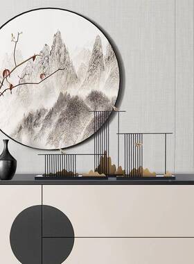 新中式假山摆件酒店售楼处样板房摆厅设客电柜关软装玄8340饰视品