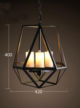 意美式复古铁艺烛厅120503台玻璃吊灯装店餐服吧台创个性板凳铁笼