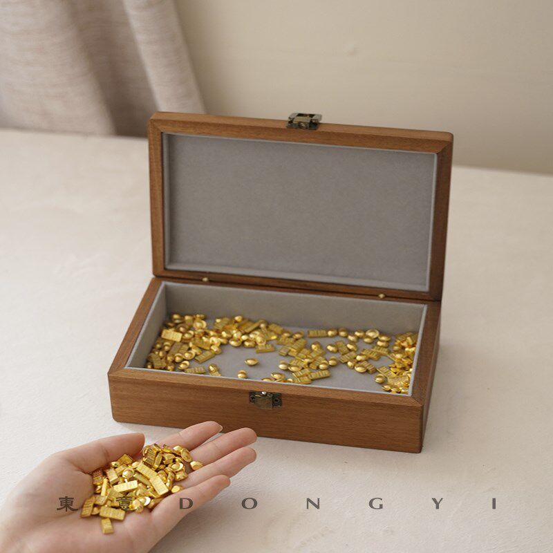 东意胡桃木10g20g金条s专用收纳盒1g金豆高级感首饰盒木质便携桌