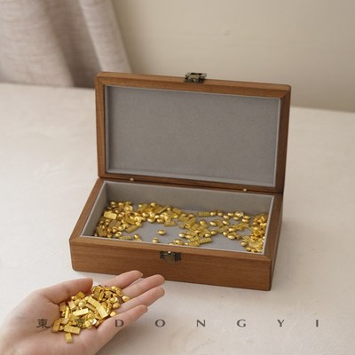 东意胡桃木10g20g金条s专用收纳盒1g金豆高级感首饰盒木质便携桌