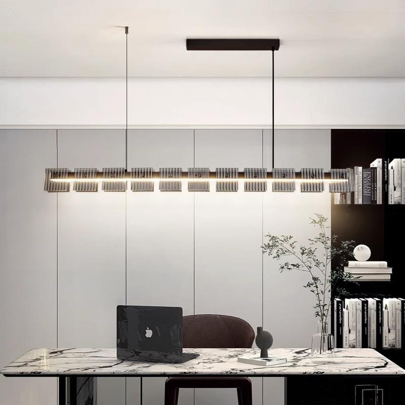 式极简意989玻一字灯长条璃餐厅吊现代简约设计吧台灯饰中山灯具