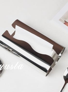 TNR简约现不锈钢纸巾代盒摆件饰餐厅吧台客厅茶几抽盒纸巾架软纸