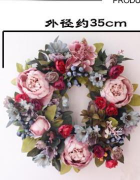 仿真牡丹花35070环c壁m门饰饰饰挂烛台花环绢花