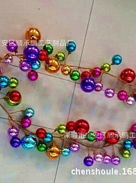 多色球串圣诞球彩串圣诞饰品新年派对布商场橱教室置道具95777窗