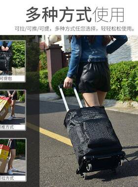 家用便携L021A小推车拉杆折小拉车折手推车叠小拖车买菜车耐车用