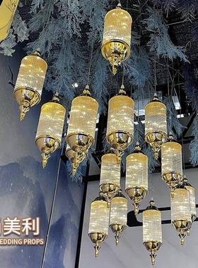 布中欧百庆搭风格婚道具吊灯五头岁月如歌铜丝灯DYA台置发光吊顶