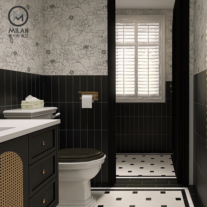 大规格花砖60x12n0法式复古卫生间哑光仿墙纸瓷砖浴室墙砖地砖花