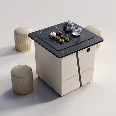 阳台泡茶桌简约现代岩p板功夫家用小茶台轻奢升降高级感移动茶桌