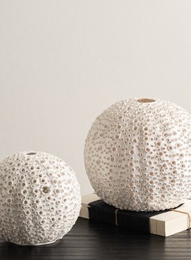 侘寂风蜂窝镂空穿孔艺术感陶瓷花瓶装摆饰L覆古做旧干花器别墅摆