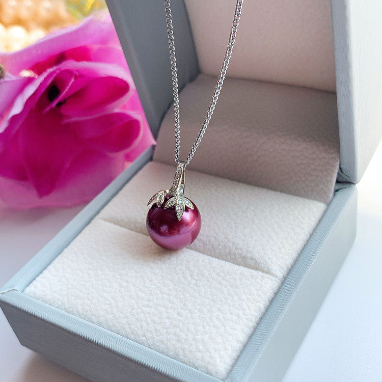 925纯银单颗天然珍珠吊坠送链子