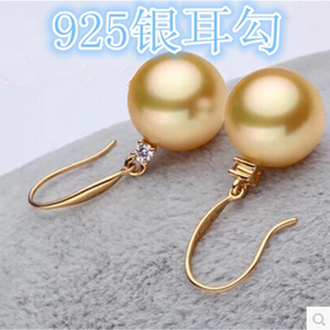 天然淡水母贝珍珠耳环925纯银耳勾耳饰女款时尚简单款式包邮