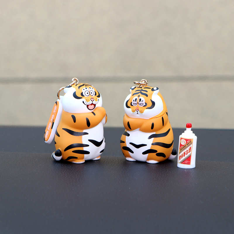 网红胖虎车载摆件汽车中控台可爱生气小老虎个性R车内装饰品男女