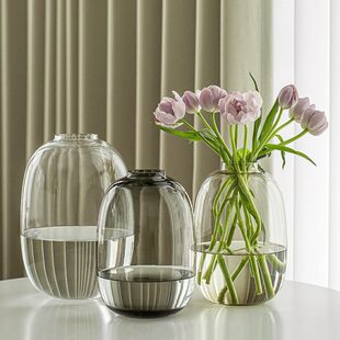 木钟花瓶摆件高级器客厅插花水培绿植吊醉专用马透明感大肚皿玻璃