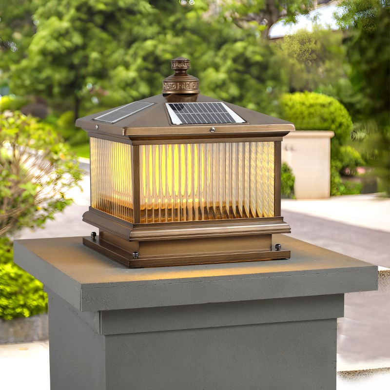 户外太阳能柱头i灯别墅大门铝材柱子灯庭院灯围墙灯立柱灯室外防