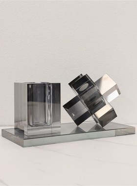 现代简约创意水晶笔筒摆件办公室书房书桌餐厅卧室玄Y关家居装饰