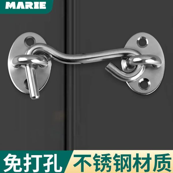 门栓插销门扣锁扣卡扣锁门神器免打孔不锈钢推拉门固定器挂锁防盗,基础建材,明插销,淘宝优惠券,粉丝福利购,淘宝优惠卷