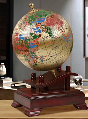 纯铜地球仪实木摆件开业q礼品公司办公室客厅装饰品工艺品乔迁礼