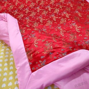 龙凤被套丝绸绸缎被子老式包边棉被手工被面古代喜被复古结婚传统
