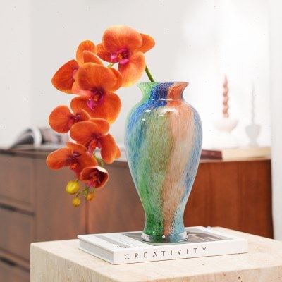 现代简约彩色花瓶中古琉璃花器法式客厅餐桌电视柜插花水培装饰品,家居饰品,花瓶,淘宝优惠券,粉丝福利购,淘宝优惠卷