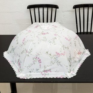 可折叠盖菜罩防尘防苍蝇饭菜罩圆形大号菜盖加密网纱饭菜罩餐桌罩