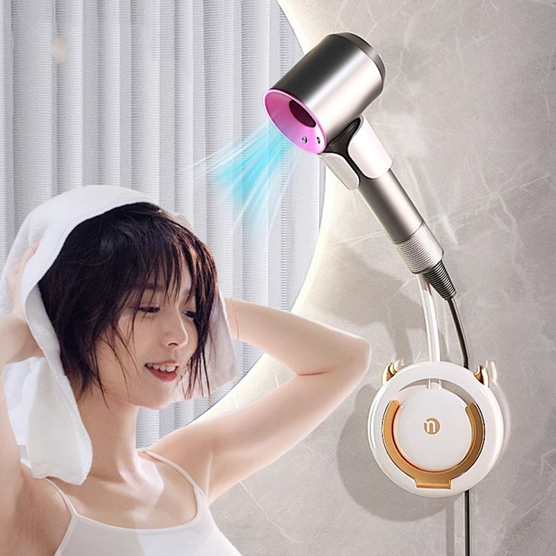 免打孔吹风机架子卫生间电吹风收纳架壁挂L支架家用懒人风筒置物