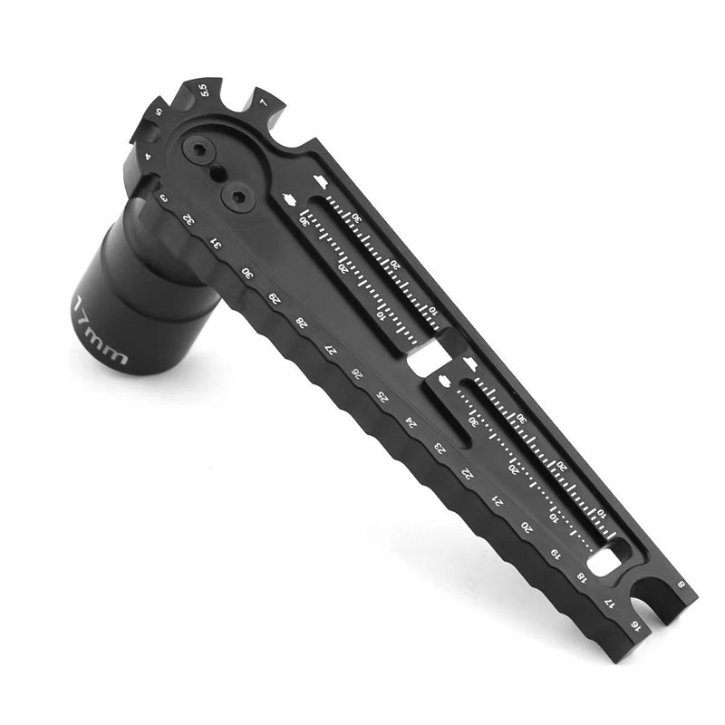 RC模型车多功能调车尺拉杆球头扳手轮胎拆卸螺丝测Q量17mm六角套