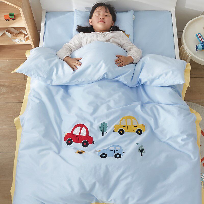 60s长绒棉幼儿园被子三件套纯棉被套被褥婴儿床品宝宝入园六件套