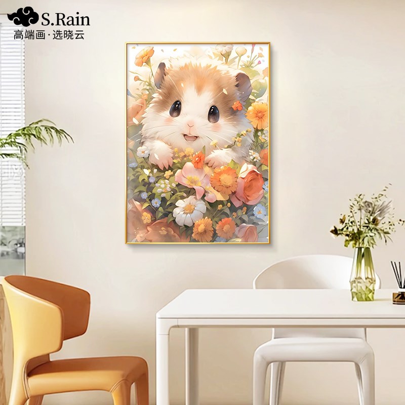 现代简约餐厅装饰画2025新款可爱猫咪挂画饭厅背景墙装饰壁画图片